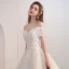 Bling Bling Champagne Wedding Dresses 2018 Ball Gown Off-The-Shoulder Short Sleeve Backless Glitter Lace Cathedral Train Ruffle