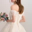 Bling Bling Champagne Wedding Dresses 2018 Ball Gown Off-The-Shoulder Short Sleeve Backless Glitter Lace Cathedral Train Ruffle