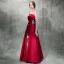 Traditional Modern / Fashion Burgundy Satin Evening Dresses  2019 A-Line / Princess Strapless Sleeveless Sash Embroidered Tassel Rhinestone Floor-Length / Long Ruffle Backless Formal Dresses