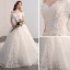 Bling Bling Champagne Wedding Dresses 2018 Ball Gown Off-The-Shoulder Short Sleeve Backless Glitter Lace Cathedral Train Ruffle