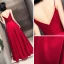 Sexy Burgundy Evening Dresses  2018 A-Line / Princess Spaghetti Straps Sleeveless Floor-Length / Long Ruffle Backless Formal Dresses