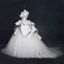 Vintage Ivory / Creme Brautkleider / Hochzeitskleider 2018 Ballkleid Durchsichtige V-Ausschnitt Ärmellos Rückenfreies Kathedrale Schleppe Rüschen
