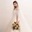 Luxus / Herrlich Champagner Brautkleider / Hochzeitskleider 2018 Ballkleid Off Shoulder Kurze Ärmel Rückenfreies Applikationen Spitze Perlenstickerei Kapelle-Schleppe Rüschen