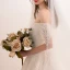 Luxus / Herrlich Champagner Brautkleider / Hochzeitskleider 2018 Ballkleid Off Shoulder Kurze Ärmel Rückenfreies Applikationen Spitze Perlenstickerei Kapelle-Schleppe Rüschen