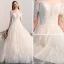 Luxus / Herrlich Champagner Brautkleider / Hochzeitskleider 2018 Ballkleid Off Shoulder Kurze Ärmel Rückenfreies Applikationen Spitze Perlenstickerei Kapelle-Schleppe Rüschen