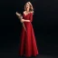 Meilleur Rouge Transparentes Robe De Soirée 2019 Princesse Encolure Dégagée 3/4 Manches Appliques En Dentelle Faux Diamant Perlage Longue Volants Dos Nu Robe De Ceremonie