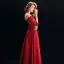 Meilleur Rouge Transparentes Robe De Soirée 2019 Princesse Encolure Dégagée 3/4 Manches Appliques En Dentelle Faux Diamant Perlage Longue Volants Dos Nu Robe De Ceremonie