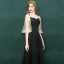 Erschwinglich Schwarz Abendkleider 2019 A Linie Off Shoulder Spaghettiträger Geschwollenes 1/2 Ärmel Lange Rüschen Rückenfreies Festliche Kleider