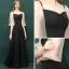 Erschwinglich Schwarz Abendkleider 2019 A Linie Off Shoulder Spaghettiträger Geschwollenes 1/2 Ärmel Lange Rüschen Rückenfreies Festliche Kleider
