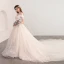 Élégant Champagne Robe De Mariée 2018 Princesse De l'épaule Dos Nu Manches Courtes Perlage Gland Appliques En Dentelle Cathedral Train Volants