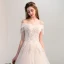 Élégant Champagne Robe De Mariée 2018 Princesse De l'épaule Dos Nu Manches Courtes Perlage Gland Appliques En Dentelle Cathedral Train Volants