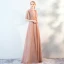 Classy Champagne See-through Evening Dresses  2019 A-Line / Princess Scoop Neck Sleeveless Glitter Polyester Floor-Length / Long Ruffle Formal Dresses
