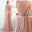 Classy Champagne See-through Evening Dresses  2019 A-Line / Princess Scoop Neck Sleeveless Glitter Polyester Floor-Length / Long Ruffle Formal Dresses