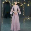Abordable Lavande Robe De Soirée 2019 Princesse V-Cou Manches Longues Glitter Polyester Longue Volants Dos Nu Robe De Ceremonie
