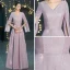 Abordable Lavande Robe De Soirée 2019 Princesse V-Cou Manches Longues Glitter Polyester Longue Volants Dos Nu Robe De Ceremonie