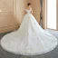 Modern / Fashion Ivory Wedding Dresses 2019 Ball Gown Off-The-Shoulder Short Sleeve Backless Appliques Lace Pearl Royal Train Ruffle