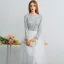 Affordable Ivory Evening Dresses  2019 A-Line / Princess Scoop Neck Long Sleeve Glitter Sequins Floor-Length / Long Ruffle Formal Dresses