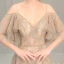 Élégant Champagne Robe De Soirée 2019 Princesse Bretelles Spaghetti 1/2 Manches Train De Balayage Volants Dos Nu Robe De Ceremonie