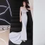 Abordable Argenté Robe De Soirée 2019 Trompette / Sirène Bustier Sans Manches Tribunal Train Volants Dos Nu Robe De Ceremonie