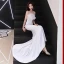 Abordable Argenté Robe De Soirée 2019 Trompette / Sirène Bustier Sans Manches Tribunal Train Volants Dos Nu Robe De Ceremonie