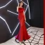 Abordable Argenté Robe De Soirée 2019 Trompette / Sirène Bustier Sans Manches Tribunal Train Volants Dos Nu Robe De Ceremonie