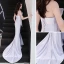 Abordable Argenté Robe De Soirée 2019 Trompette / Sirène Bustier Sans Manches Tribunal Train Volants Dos Nu Robe De Ceremonie