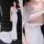 Abordable Argenté Robe De Soirée 2019 Trompette / Sirène Bustier Sans Manches Tribunal Train Volants Dos Nu Robe De Ceremonie
