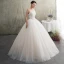 Elegant Champagne Wedding Dresses 2019 A-Line / Princess Spaghetti Straps Sleeveless Backless Appliques Lace Beading Floor-Length / Long Ruffle