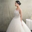 Elegant Champagne Wedding Dresses 2019 A-Line / Princess Spaghetti Straps Sleeveless Backless Appliques Lace Beading Floor-Length / Long Ruffle