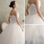 Elegant Champagne Wedding Dresses 2019 A-Line / Princess Spaghetti Straps Sleeveless Backless Appliques Lace Beading Floor-Length / Long Ruffle