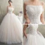 Elegant Champagne Wedding Dresses 2019 A-Line / Princess Spaghetti Straps Sleeveless Backless Appliques Lace Beading Floor-Length / Long Ruffle