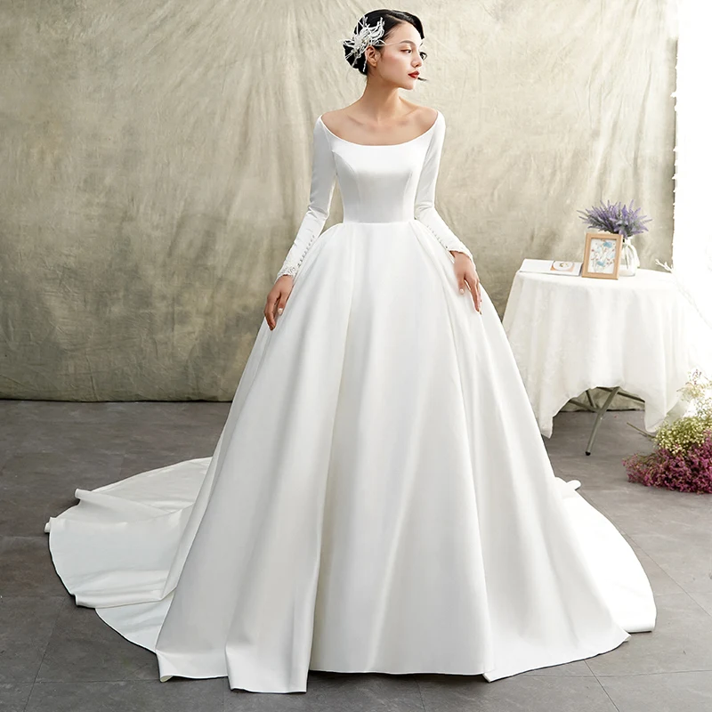 navy blue dress for baby girl Satin Wedding Dresses main image 1
