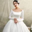 Vintage / Originale Ivoire Satin Hiver Robe De Mariée 2019 Princesse Encolure Dégagée Manches Longues Chapel Train Volants