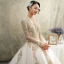 Luxury / Gorgeous Champagne Pierced Wedding Dresses 2019 Princess V-Neck Short Sleeve Backless Appliques Lace Beading Cathedral Train Ruffle