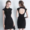Modern / Fashion Black Short Party Dresses 2017 Scoop Neck Sleeveless Sequins Beading Pearl Backless Formal Dresses