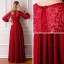 Luxe Bordeaux Robe De Soirée 2019 Princesse Encolure Dégagée Gonflée Manches Longues Fait main Perlage Perle Noeud Ceinture Fendue devant Longue Volants Robe De Ceremonie