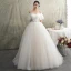 Elegante Ivory / Creme Durchsichtige Brautkleider / Hochzeitskleider 2019 Prinzessin Off Shoulder Kurze Ärmel Rückenfreies Perlenstickerei Sweep / Pinsel Zug Rüschen