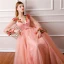 Modern / Fashion Pearl Pink Prom Dresses 2019 A-Line / Princess V-Neck Long Sleeve Pearl Appliques Embroidered Flower Glitter Tulle Bow Sash Floor-Length / Long