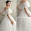 Elegante Ivory / Creme Durchsichtige Brautkleider / Hochzeitskleider 2019 Prinzessin Off Shoulder Kurze Ärmel Rückenfreies Perlenstickerei Sweep / Pinsel Zug Rüschen