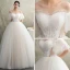 Elegante Ivory / Creme Durchsichtige Brautkleider / Hochzeitskleider 2019 Prinzessin Off Shoulder Kurze Ärmel Rückenfreies Perlenstickerei Sweep / Pinsel Zug Rüschen