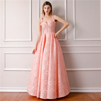 Modern Parel Roze Galajurken 2019 A Lijn Mouwloos Schouders Bloem Rhinestone Lange Ruche Ruglooze Gelegenheid Jurken