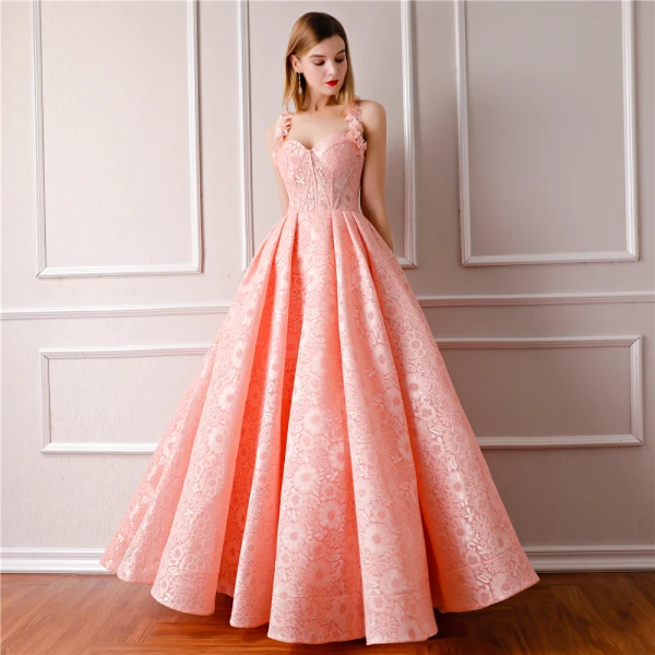 Modern / Fashion Pearl Pink Prom Dresses 2019 A-Line / Princess Sleeveless Shoulders Flower Rhinestone Floor-Length / Long Ruffle Backless Formal Dresses