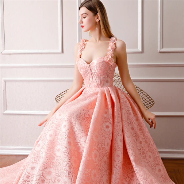 Modern / Fashion Pearl Pink Prom Dresses 2019 A-Line / Princess Sleeveless Shoulders Flower Rhinestone Floor-Length / Long Ruffle Backless Formal Dresses