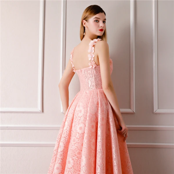 Modern / Fashion Pearl Pink Prom Dresses 2019 A-Line / Princess Sleeveless Shoulders Flower Rhinestone Floor-Length / Long Ruffle Backless Formal Dresses