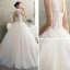 Vintage / Retro Champagne Outdoor / Garden Wedding Dresses 2019 A-Line / Princess High Neck Sleeveless Backless Appliques Lace Beading Floor-Length / Long Ruffle