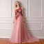 Élégant Rose Bonbon Robe De Soirée 2019 Princesse Une épaule Sans Manches Ceinture Brodé Tribunal Train Volants Dos Nu Robe De Ceremonie