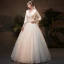 Vintage / Retro Affordable Ivory Winter Wedding Dresses 2019 A-Line / Princess V-Neck 3/4 Sleeve Appliques Lace Floor-Length / Long Ruffle