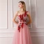 Élégant Rose Bonbon Robe De Soirée 2019 Princesse Une épaule Sans Manches Ceinture Brodé Tribunal Train Volants Dos Nu Robe De Ceremonie