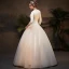 Vintage / Retro Affordable Ivory Winter Wedding Dresses 2019 A-Line / Princess V-Neck 3/4 Sleeve Appliques Lace Floor-Length / Long Ruffle