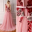 Élégant Rose Bonbon Robe De Soirée 2019 Princesse Une épaule Sans Manches Ceinture Brodé Tribunal Train Volants Dos Nu Robe De Ceremonie